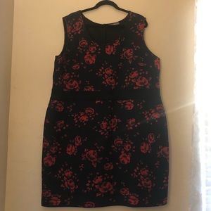 Black with red flowers dress